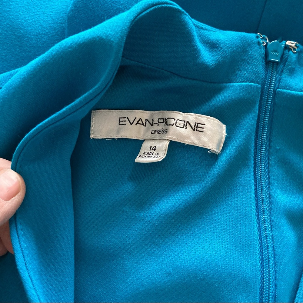 Evan Picone dress, size 14, teal blue. - Picture 3 of 5